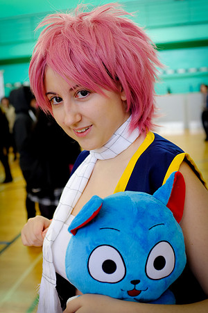 Hall cosplay photo. Natsu and Happy from Fairy Tail.
